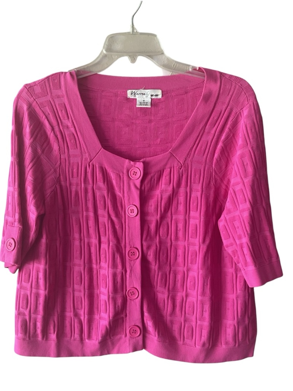 WD.NY Bright Pink Button-Front Knit Top